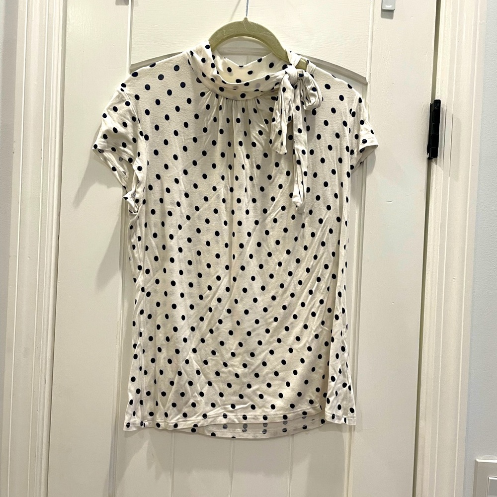 Fervour Polka Dot Mock Turtle Neck with Tie